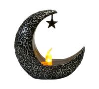 Cpolebev Candelabro de Luna Estrellada Festival de Ramadán Decoración del Hogar Fiesta de Viento Linterna Vela Lámpara de Escritorio Electrónica Moda D