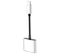 Cpolebev Cargador Adaptador/Conector de Jack de Auriculares 2 en 1 de Tipo C a 3.5 mm Adaptador de Carga & Audio aux de Auriculares Plata