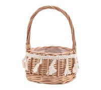 Cpolebev Cesta de Almacenamiento Tejida y Cinta para Bodas, Cestas de Flores para NiñAs, Cesta de Flores de Mimbre para DecoracióN del JardíN del Hogar.