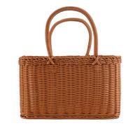 Cpolebev Cesta de la Compra para el Hogar Cesta de Verduras de Mano Cesta Tejida Decorativa Cesta de Arreglo Floral Bolsa de Picnic de Mimbre de ImitacióN