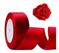Cpolebev Cinta Roja de 1 1/2 Pulgadas, Cinta de Satén para Manualidades de 25 Yardas, Cinta para el Cabello de Seda de Poliéster de una Sola Cara, Cinta de Tela para