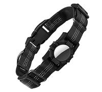 Cpolebev Collar de Perro, Collar de Perro con Etiqueta de Aire Reflectante para Etiquetas de Aire de - Collar de Perro Ajustable, Duradero y Resistente Negro