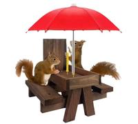 Cpolebev Comedero de Madera para Ardillas, Mesa de Comedor para Pájaros y Mascotas, Banco, Mesa de Alimentación Colgante, Mini Adornos con Forma de Paraguas