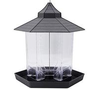 Cpolebev Comedero PanoráMico para PáJaros, en Forma de HexáGono con Comedero para Colgar en el Techo para la DecoracióN del JardíN (Gris)