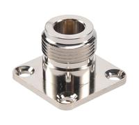 Cpolebev Conector Coaxial RF Tipo N Hembra Jack Montaje en Panel de 4 Orificios con Copa de Soldadura, Plateado