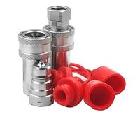 Cpolebev Conjunto de Acoplador HidráUlico de DesconexióN RáPida con Rosca NPT de 3/8 Pulgadas ISO7241-1A con Tapa Antipolvo