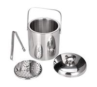 Cpolebev Contenedor Cuadrado de Hielo de Acero Inoxidable Contenedor de Cubo de Hielo de Pared Doble de 1.3L con Tapa de Pinzas