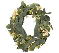 Cpolebev Coronas de 20 Pulgadas para Puerta Delantera, de Eucalipto Verde para Coronas de para Puerta Delantera, con Flores Silvestres
