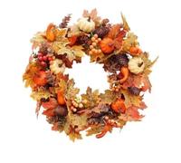 Cpolebev Coronas de Puerta de OtoñO Navidad DecoracióN de Halloween Calabaza Baya Pino Cono Arce Artificial