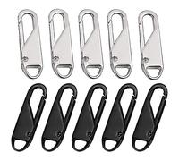 Cpolebev Cremallera de Repuesto de Metal (10 Piezas), LengüEtas de Metal para ReparacióN de Cremalleras, para Ropa, Equipaje, Maleta, Mochila, Manualidades de Bricolaje