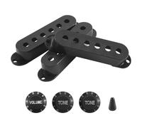 Cpolebev Cubierta de Registro de Guitarra Duradera de 3 Piezas Perillas de Tono de Volumen Juego de Piezas de Punta de Interruptor, Negro