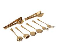 Cpolebev Cubiertos de Acero Inoxidable Utensilios para Servir Juego de Cucharas Grandes para Cocina (Dorado, 8 Piezas)
