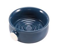 Cpolebev de Afeitar de CeráMica para Hombres, Cuenco, con Fondo Roscado, Boca, para Brocha de Afeitar y JabóN de Afeitar, Azul Oscuro