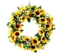 Cpolebev de Girasol Artificial el AñO Hoja Verde para DecoracióN de Pared Interior de Puerta de Entrada Al Aire Libre