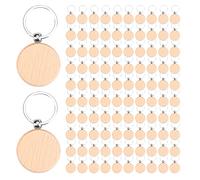 Cpolebev de Madera en de 100 Piezas, Espacios en Redondos una Granel para Grabado de Madera, de Madera Sin Terminar, Etiqueta para Llave B