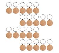 Cpolebev de Madera en de 20 Piezas, Llave de Grabado Redonda Personalizada, Llaveros de Madera DIY, Etiquetas para Llaves Que Pueden Grabar Regalos DIY