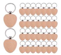 Cpolebev de Madera en Forma de CorazóN en 30 Piezas Llaveros de Madera DIY Etiquetas para Llaves Regalo DIY