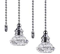 Cpolebev de TraccióN de Cristal de 2 Piezas Cadena de Ventilador de Techo Colgante de Cadena de TraccióN de Ventilador de ExtensióN Adorno de Cadena de Ventilador de Techo de 50 Cm