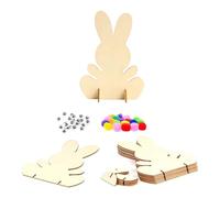 Cpolebev DecoracióN de Conejito de Pascua, Artes y Manualidades para NiñOs, DecoracióN de Fiesta de Conejo de Madera de Pascua, Accesorios de Madera Sin Terminar DIY 3D