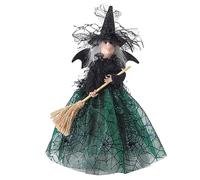 Cpolebev DecoracióN de de Halloween MuñEca de de 11 Pulgadas Velo de Halloween MuñEca de Sombrero de y Escoba de Verde