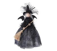 Cpolebev DecoracióN de de Halloween MuñEca de de 11 Pulgadas Velo de Halloween MuñEca de Sombrero de y Escoba de Negro