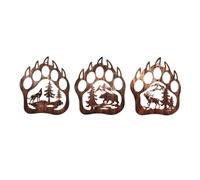 Cpolebev DecoracióN de Pared de Oso DecoracióN de Pared de Oso con Bosque, Pinos de MontañA, CabañA RúStica, Decoraciones de Osos de Caza, DecoracióN de Oso de Metal