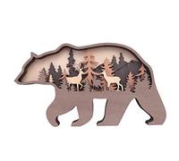 Cpolebev DecoracióN de Pared de Oso y Ciervo, DecoracióN de Oso para el Hogar, DecoracióN de Pared con DiseñO de Oso, DecoracióN RúStica para el Hogar, DecoracióN de Cabina