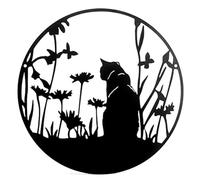 Cpolebev DecoracióN de Silueta de Gatos Negros Metal, Arte de Pared Cortado, Regalos Elegantes para Dama, DecoracióN de Gatos Negros para Amantes de los Gatos, DecoracióN de Pared de Gatos