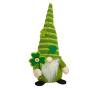 Cpolebev Día de San Patricio Leprechaun Decoraciones de Felpa Muñeca de Gnomo de Peluche Irlandés Decoración de Nudos Decoración de Muñeca Sin Rostro Verde-B