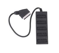 Cpolebev Divisor Scart de 5 Vías de 21, Conector Adaptador Scart Macho A 5 Hembra de 21p, 5 Scart de Carretera, Dividido en Cinco Líneas de Cable