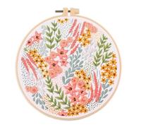 Cpolebev El Kit de Bordado para Principiantes y Entusiastas del Bordado Incluye Paisaje Floral con Agujas de Hilo,A