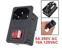Cpolebev Enchufe de Corriente Entrada Macho con Interruptor Fusible 10A 250V 3 Pin IEC320 C14