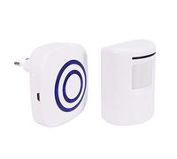 Cpolebev Enchufe de la UE Detector sensor de movimiento de puerta de negocios inalambrico Alarma de entrada de seguridad de casa con 1 receptor enchufable y 1 detector PIR resistente a la intemperie (