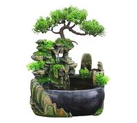 Cpolebev Enchufe de la UE, Resina de SimulacióN de Interior Rocalla Paisaje AcuáTico Feng Shui Fuente de Agua DecoracióN de Escritorio para el Hogar Manualidades