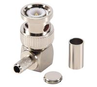 Cpolebev Enchufe Macho BNC en áNgulo Recto Crimp para RG58 RG400 RFC195 Conector Adaptador Coaxial RF, Plateado