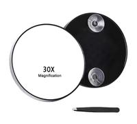 Cpolebev Espejo de Aumento con Ventosa, Compacto y Duradero, para Maquillaje de Viaje, para Depilar las Cejas y Eliminar Puntos Negros, 30 Aumentos