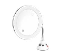 Cpolebev Espejo de Maquillaje de Cuello de Cisne Flexible con Luz LED, Espejo de Aumento de 10X, Ventosa, Luz Difusa Brillante y 360 Grados
