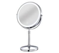 Cpolebev Espejo de Maquillaje Recargable LED 10X con 3 Colores, Espejo CosméTico de Aumento Ajustable de Brillo 2 Lados-A