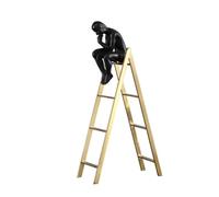 Cpolebev Estatua de Hombre Pensante Sentado en una Escalera Esculturas Figuras Coleccionables Decoración del Hogar Decoración de la Sala de Estar