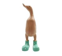 Cpolebev Estatua de Pato de Resina Escultura de JardíN Patos de Lindos con Botas de Agua Manchadas Estatuilla de Buena Suerte Verde-L