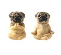 Cpolebev Estatua Pug para DecoracióN del Hogar,Estatuilla de Pug Sentado de Yoga,Estatua de Perro Coleccionable de CompañEro de de Pug, Mini Estatua de Resina