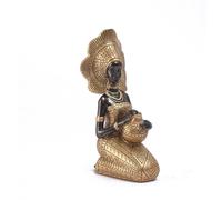 Cpolebev Estatuas de DecoracióN de Estatuas de Resina Mujeres Africanas Retro Sosteniendo Macetas de CeráMica ArtíCulos de ColeccióN de Escritorio para el Hogar, Dorado