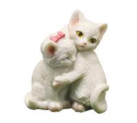Cpolebev Estatuas de Lindos Gatitos Artesanales de Resina Adecuadas para Escritorios de Oficina, un Par de Gatos de Resina Se Pueden Usar como Regalo