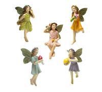 Cpolebev Estatuilla de Hadas 5 Piezas Figuras de Hadas de Resina con ala de Mosca Figuras de Hadas en Miniatura para Jardín Estatua de Hadas Encantadora para Paisaje