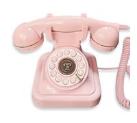 Cpolebev Estilo Retro con Cable Teléfono de Marcación Plug-In Casa Fija Teléfono Antiguo Oficina Europea Moda Decoración Rosa