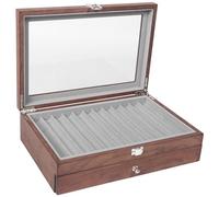Cpolebev Estuche Almacenamiento para BolíGrafos Nogal con 23 Rejillas, Organizador ExhibicióN BolíGrafos Lujo 2, Caja EstilográFica con Ventana Transparente, ColeccióN BolíGrafos
