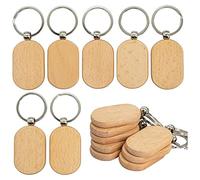 Cpolebev Etiqueta de Llave de Madera en Llaveros de Madera DIY Llaves de Grabado de Madera en Paquete de 20