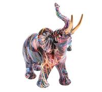 Cpolebev Figura de Escultura de Elefante de Graffiti de Pintura NóRdica Estatua de Elefante de Arte Colorido DecoracióN Creativa de la Estatua del Animal de Resina C
