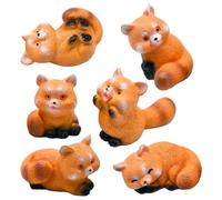 Cpolebev Figuras de Mapache Pequeñas en Miniatura, Minifiguras de Panda Rojo de de 1 Pulgada, Conjunto de Adornos de Pastel de Animales de Resina Lindos
