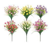 Cpolebev Flores Artificiales para Exteriores, 6 Paquetes de Plantas Artificiales para Exteriores, Flores Artificiales, Plantas Artificiales Resistentes A los Rayos UV, para Exteriores